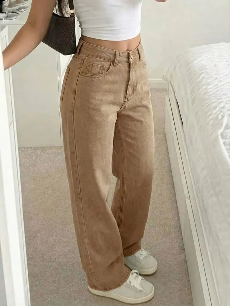 Jean droit taille mi-haute