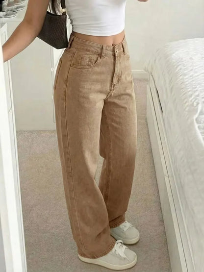Jean droit taille mi-haute