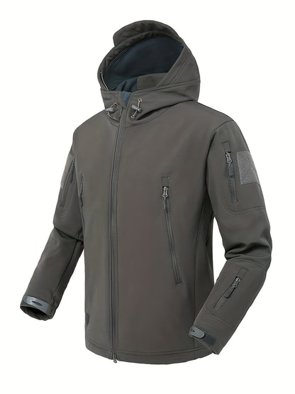 Chaqueta softshell para hombre para actividades al aire libre, con capucha y forro cálido cortavientos
