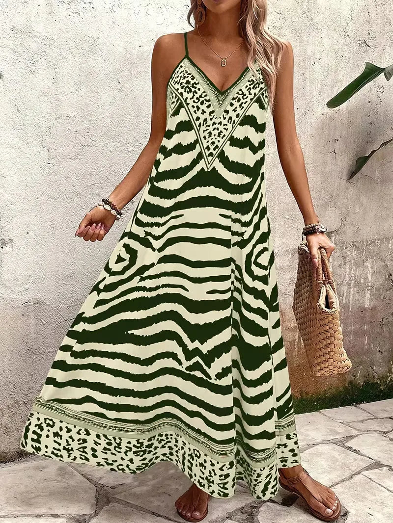 Maxi dress with leopard print
