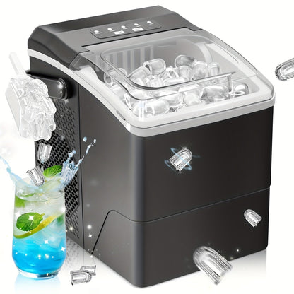 Compact Ice Cube Maker with Two Ice Cube Sizes and Fast Production