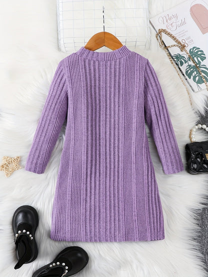 Girls' Long Casual Knitted Thermal Jumper with Round Neck for Winter - Jennida