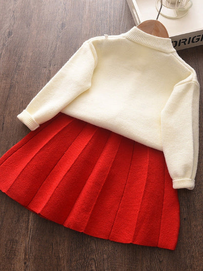 Girls' Knitted Cardigan & Pleated Skirt Set - Roxanne