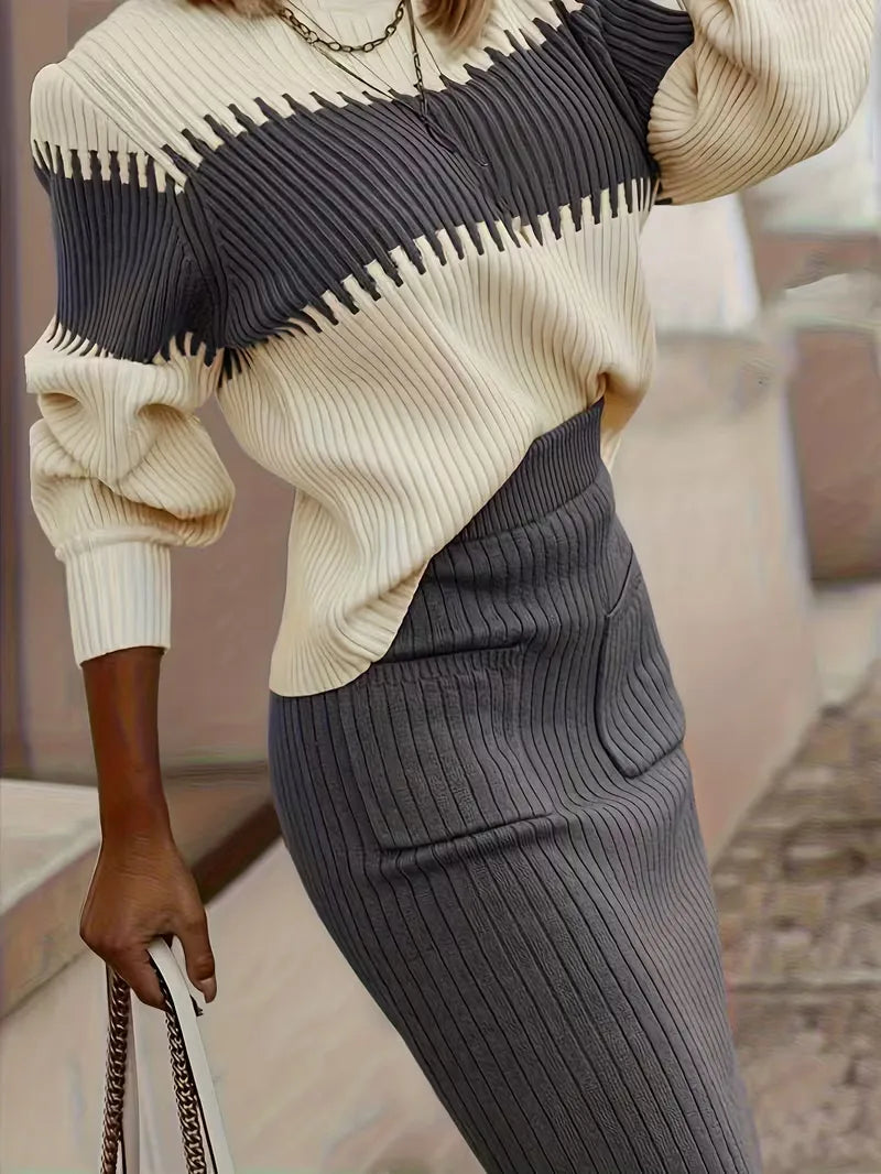 Ensemble deux pièces avec texture côtelée