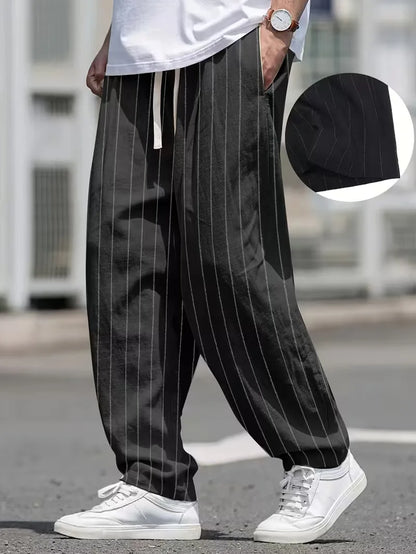 Pantalon large à rayures verticales