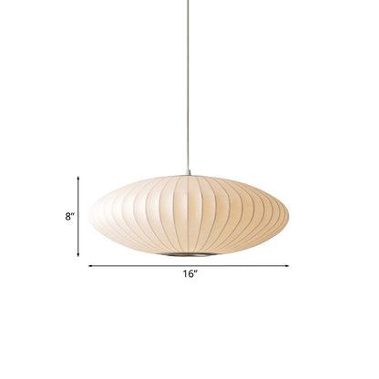 Modern Elegant Pendant Light in White with Fabric Shade - 1 Light Source