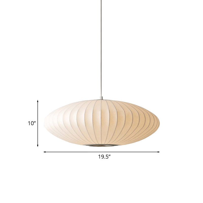 Modern Elegant Pendant Light in White with Fabric Shade - 1 Light Source