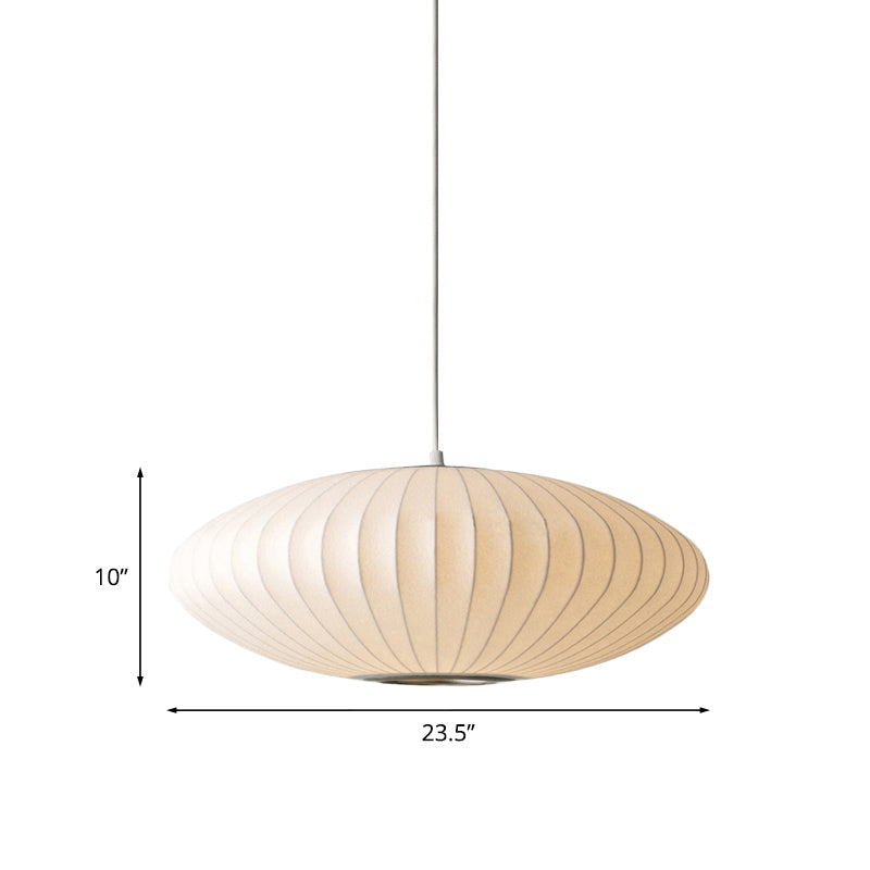 Modern Elegant Pendant Light in White with Fabric Shade - 1 Light Source