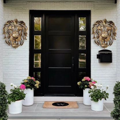 Metal Lion Head Wall Decoration - Elegant and Bold