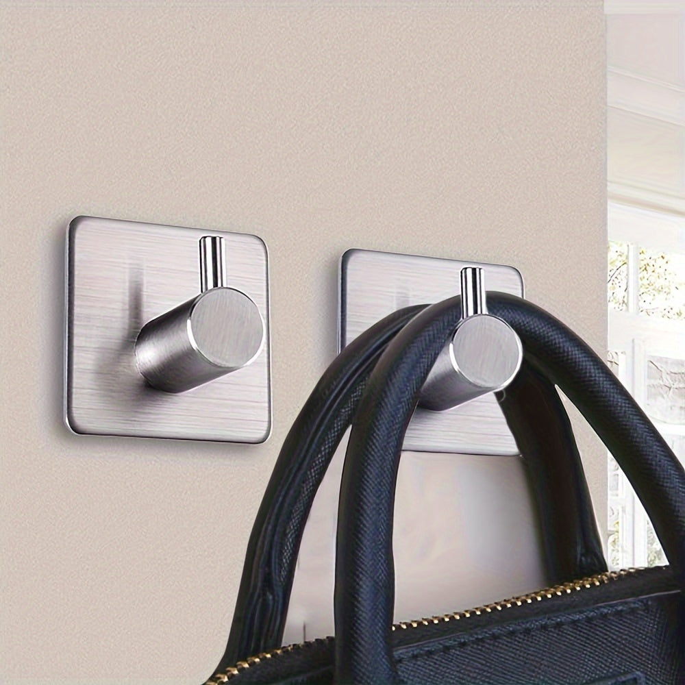 Set di 4 ganci da parete autoadesivi in acciaio inossidabile – Minimalisti, resistenti e impermeabili