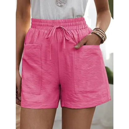 Short Women's Trousers with High Waist and Elastic - Herta