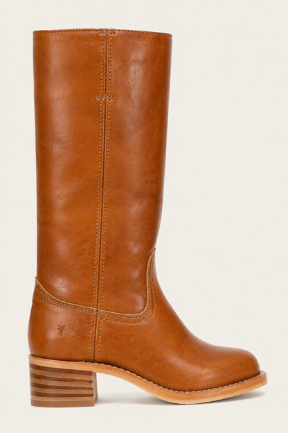 Ladies' Classic Leather Boots with Block Heel and Side Zip