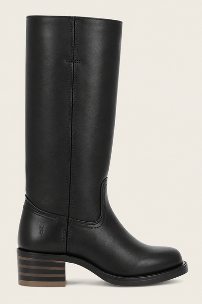 Ladies' Classic Leather Boots with Block Heel and Side Zip