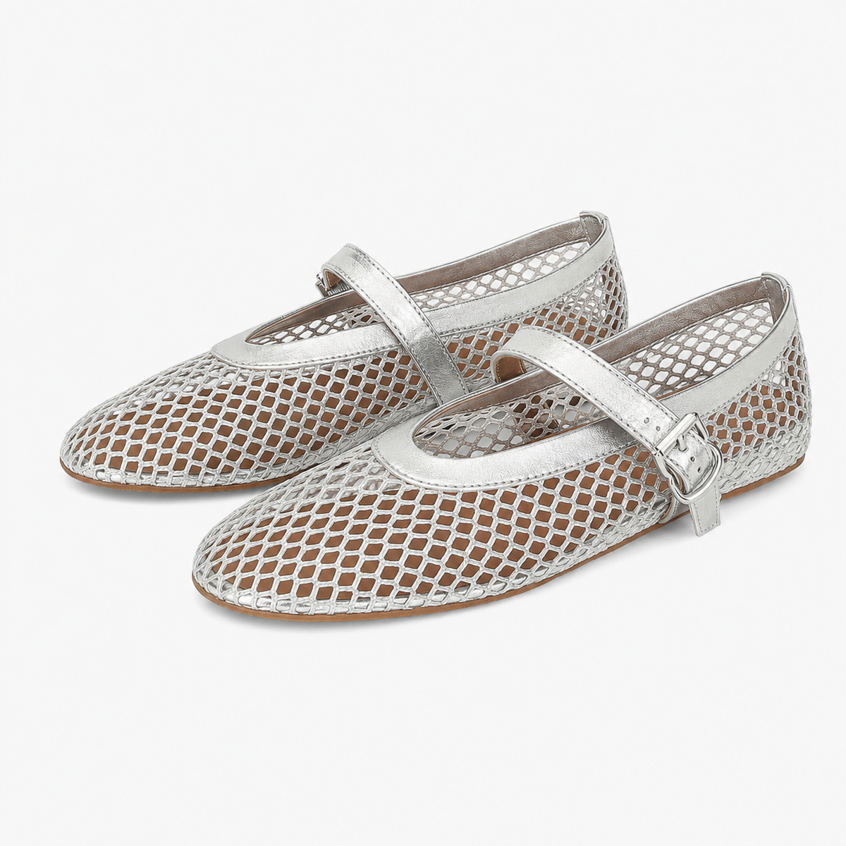 Ladies' Breathable Mesh Ballerinas with Strap and Buckle
