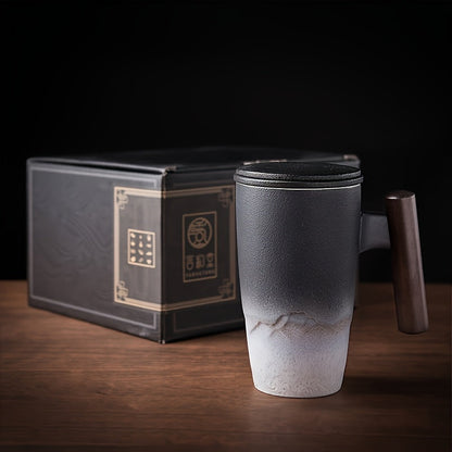 Handmade Ceramic Tea Mug with Strainer – Authentic Design and Practical Use