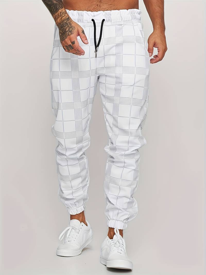 UrbanFit – Checked Slim Fit Jogging Trousers for Men