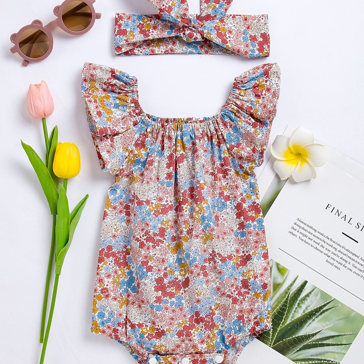Baby romper with floral pattern – Soft cotton and comfortable