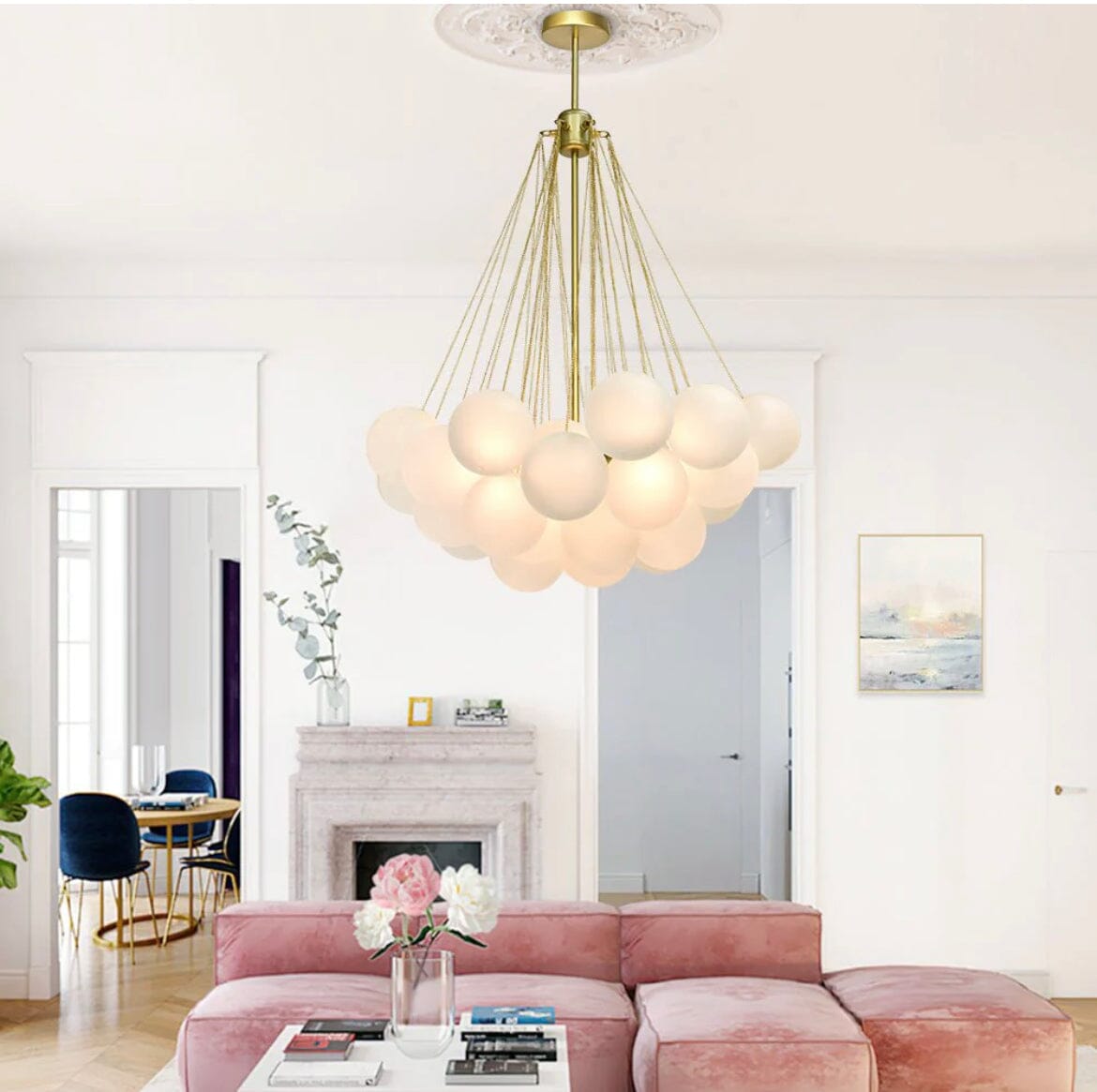 Skandinavisk pendellampe med matte glasskuler