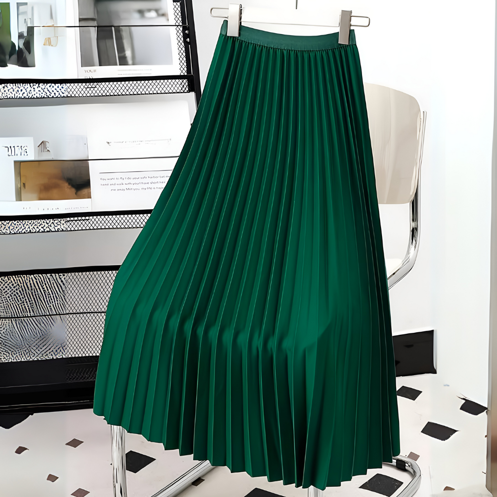 Stylish Midi Skirt with Flowy Pleats for Women