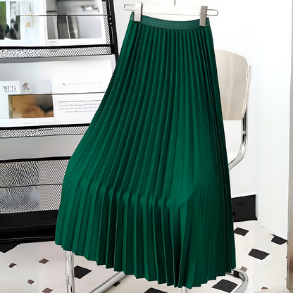 Stylish Midi Skirt with Flowy Pleats for Women