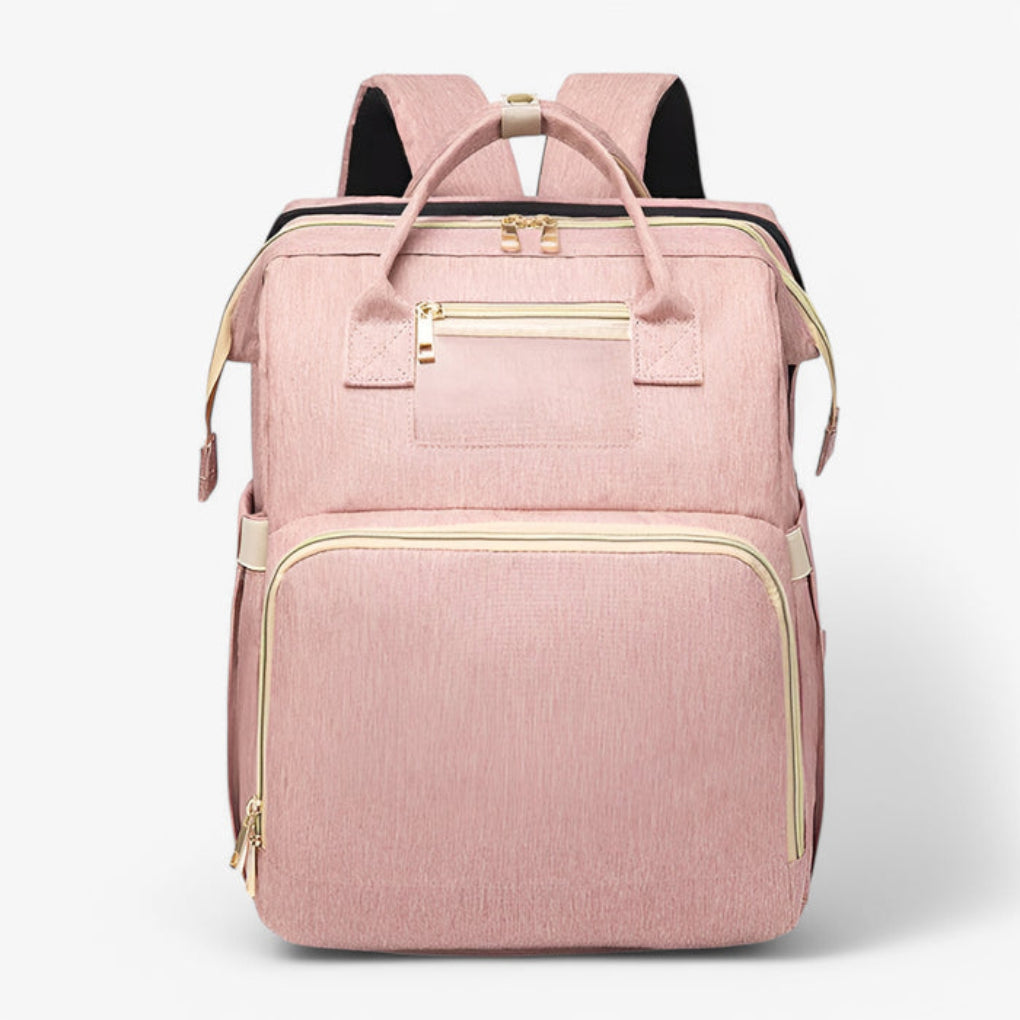 2-in-1 diaper bag with retractable crib