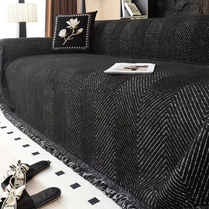 Soft Neutral Cover with Fringed Edges