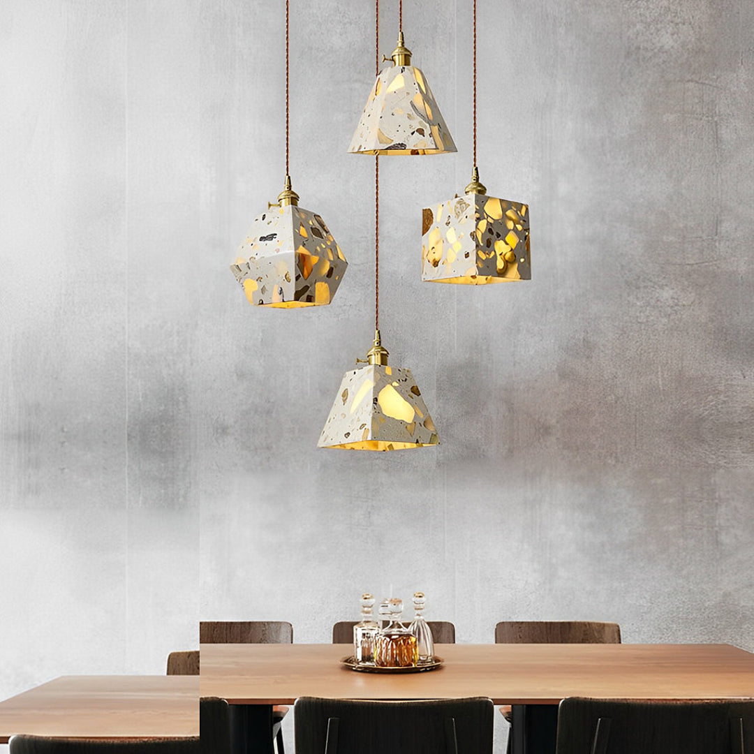 Suspension LED en marbre terrazzo – Design scandinave moderne
