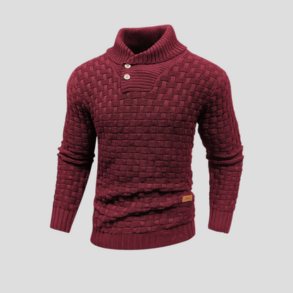 Men's Sweater with Half Collar and Buttons