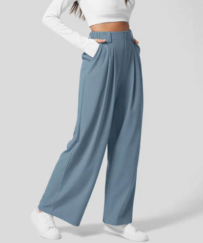 High-Waisted Trousers for Women with Elastic Waist and Wide Legs