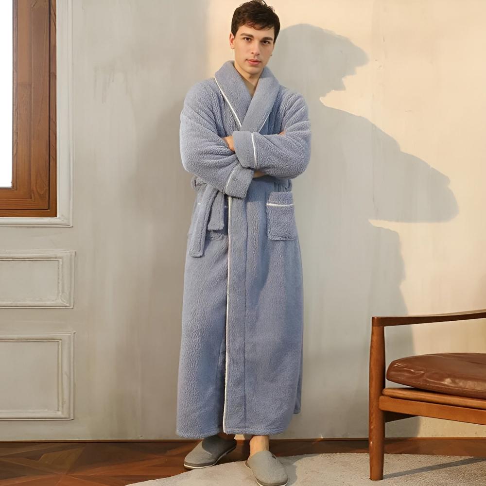 Luxury Coral Fleece Flannel Bathrobe