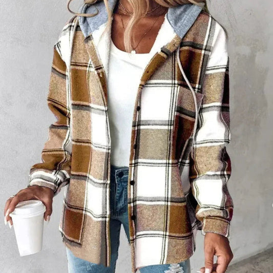 Emily – Chaqueta de verano con capucha y estampado a cuadros para mujer