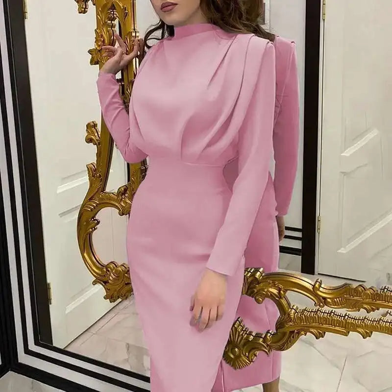 Solena – Elegant Bodycon Dress with Turtleneck for Autumn and Winter