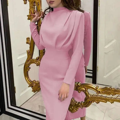 Solena – Elegant Bodycon Dress with Turtleneck for Autumn and Winter