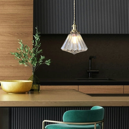 Lámpara colgante moderna de vidrio en forma de diamante