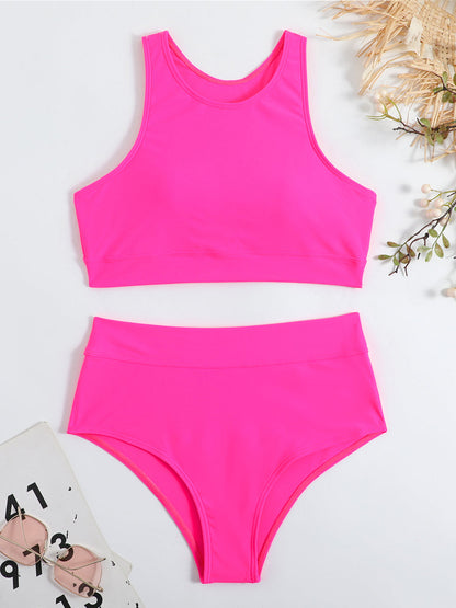 Bikini deportivo de cintura alta con top de espalda deportiva