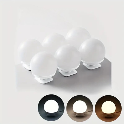Illuminazione dimmerabile a LED per specchio, con sfere luminose e luce regolabile per il trucco