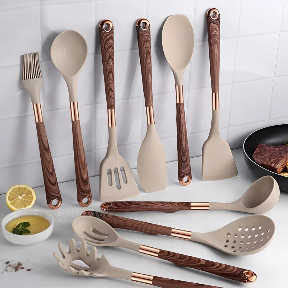 Luxury 10-Piece Kitchen Utensil Set with Heat-Resistant Finish