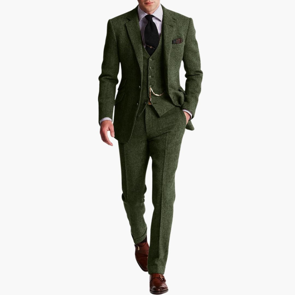 Men's Formal Suit Set with Jacket and Waistcoat