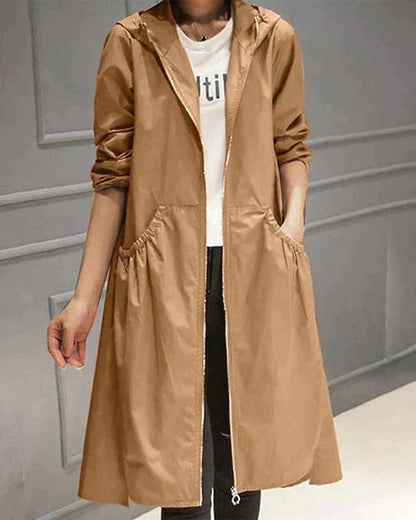 Waterproof Ladies' Midi Rain Jacket with Hood