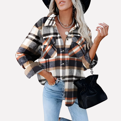 Giacca-camicia a quadri da donna