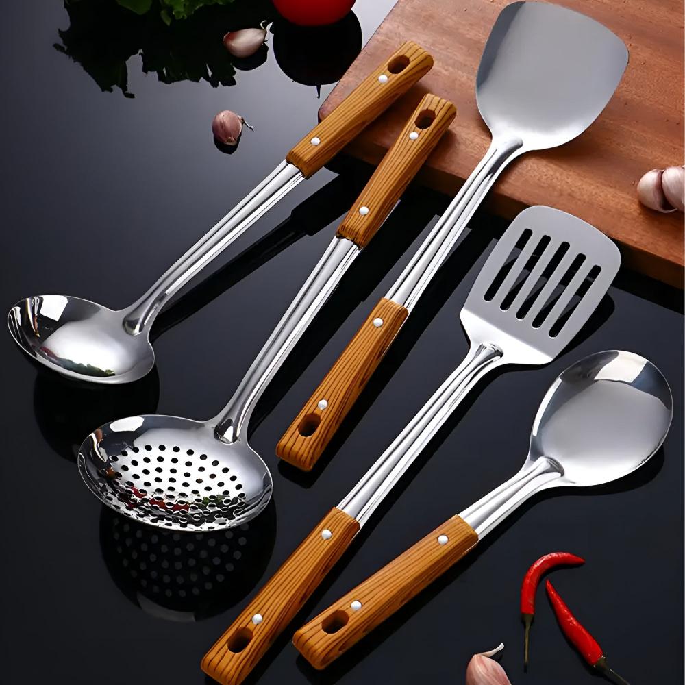 Sandok - Premium Wooden Handle Kitchen Utensil Set (5-piece)