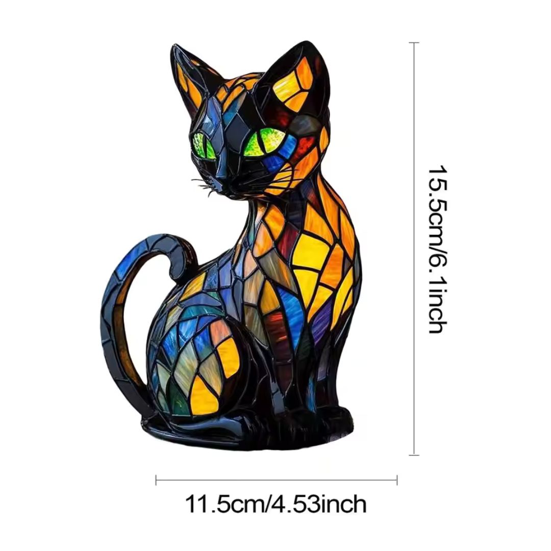 Candeeiro decorativo para gatos com design em mosaico e luz ambiente quente – Decoração elegante para a casa