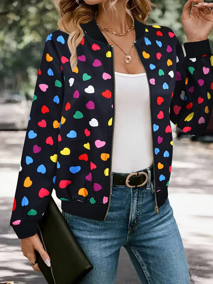 Chaqueta bomber Joyful Hearts – Elegante y cómoda, con cierre, para primavera y otoño