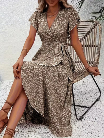 Robe portefeuille à fleurs