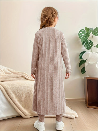 3-Piece Stretchy Knit Cardigan + Top + Legging - Charmaine