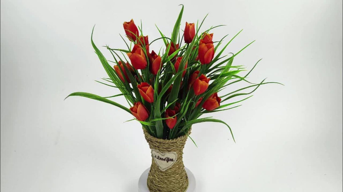 Set of 6 Bunches of Artificial Tulips – UV Resistant and Realistic for Garden and Interior Decoration