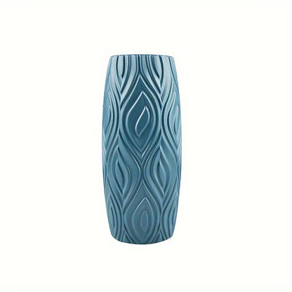 Decorative Plastic Vase with Geometric Relief – Modern and Unbreakable