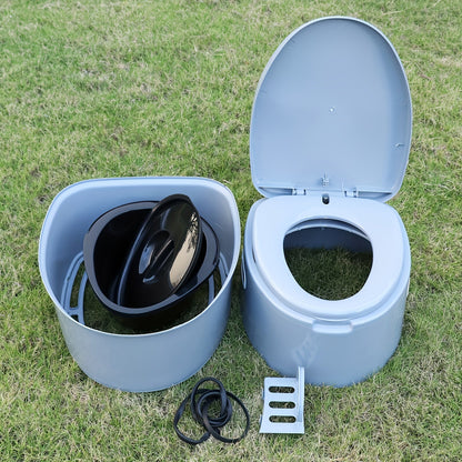 Inodoro portátil de PVC gris - Cómodo y práctico para acampar y situaciones de emergencia