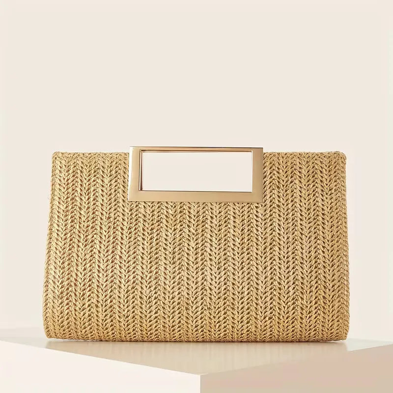 Pochette tissée avec poignée carrée