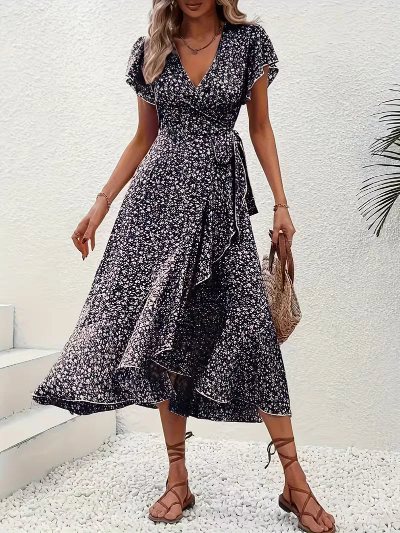 Robe portefeuille à fleurs